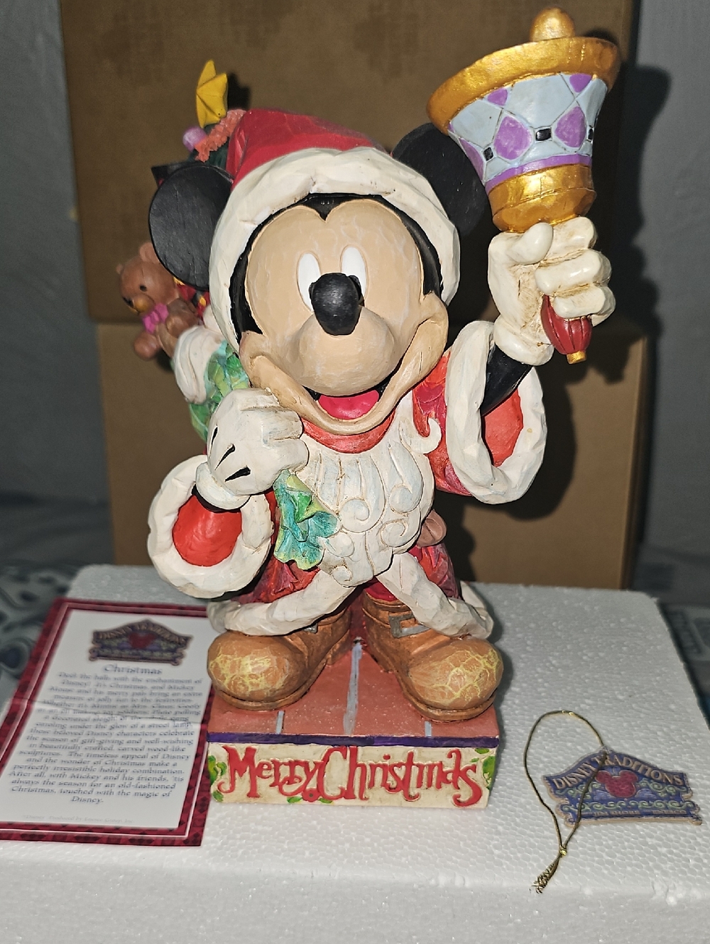 Jim Shore Old Street Mickey Mouse Santa Figurine - Red, White, Gold, Black